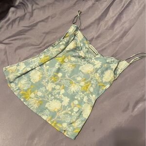 Urban Outfitter Floral Blue and Yellow Cowl Neck Top
